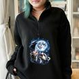 Three Opossum Raccoon Skunk Moon Howling Animal Meme Half Zip Oversized Sweatshirt Black