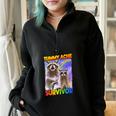 Tummy Ache Survivor Raccoon Half Zip Oversized Sweatshirt - Small & Cozy Black