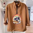 Adopt A Street Animal Oversized Sweatshirt - Vintage Style Half Zip Brown