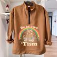 Autism Awareness | Funny Raccoon Sweatshirt | Oversized Half-Zip Brown