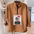 Christmas Raccoon Sweatshirt - Dear Santa I Can Explain Half Zip Oversized Brown
