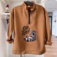 Cute Feral Panda Raccoon Costume | Oversized Half-Zip Unisex Sweatshirt Brown