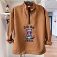 Cute Raccoon Summer Sweatshirt | Half Zip Oversized for Women Brown