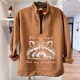 Cute Raccoon Sweatshirt Half Zip Oversized - Adorable Appeal Brown