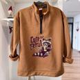 Raccoon Coffee Lover Vintage Half Zip Sweatshirt | Cute & Feral Style Brown
