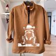 Raccoon Cowboy Oversized Sweatshirt - Western Style for Adults & Kids Brown