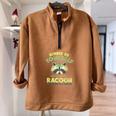 Raccoon Half Zip Oversized Sweatshirt - Cozy Unisex Layer Brown