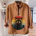 Raccoon Half Zip Oversized Sweatshirt - Cozy Unisex Style Brown