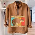 Raccoon Lover Oversized Half Zip Sweatshirt - Cozy Unisex Introvert Style Brown