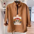 Raccoon Lover's Vintage Retro Half Zip Oversized Sweatshirt Brown