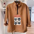 Raccoon Music Band Sweatshirt - Unisex Half Zip Oversized Brown