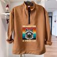 Raccoon Vintage Retro Sweatshirt | Unisex Half Zip Oversized Apparel Brown