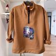 Raccoons Moon Howling Half-Zip Oversized Sweatshirt | Cozy Unisex Tee Brown