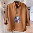 Rats Howling At The Moon Shirt Rat Half Zip Oversized Sweatshirt Brown