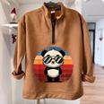 Retro Panda Sunglasses Half Zip Oversized Sweatshirt | BBQ & Pool Party Brown
