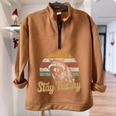 Stay Trashy Meme Sweatshirt | Oversized Half-Zip with Opossum & Raccoon Brown