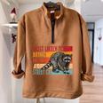 Street Cat Lovers Sweatshirt - Funny Raccoon Design | Oversized Half Zip Brown