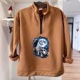 Three Opossum Raccoon Skunk Moon Howling Animal Meme Half Zip Oversized Sweatshirt Brown