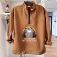 Trash Can Not Trash Can't Raccoon Trash Panda Half Zip Oversized Sweatshirt Brown