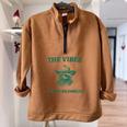 The Vibes Are In Shambles Sarcastic Raccoon Cowboy Half Zip Oversized Sweatshirt Brown