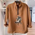 Vintage Cowboy Raccoon Half Zip Sweatshirt | 90s Western Retro Style Brown