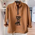 Western Raccoon Cowboy Unisex Oversized Half Zip Sweatshirt Brown