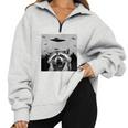 Alien UFO Raccoon Graphic Half Zip Oversized Sweatshirt | Unisex Grey