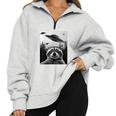 Alien UFO Raccoon Oversized Half Zip Sweatshirt | Fun & Cozy Grey