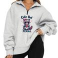 Cute Raccoon Summer Sweatshirt | Half Zip Oversized for Women Grey