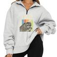 Everything Is Trash Retro Raccoon Lover Camping Half Zip Oversized Sweatshirt Grey