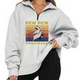 Pew Pew Raccoon Lover Sweatshirt - Vintage Retro Half Zip Grey