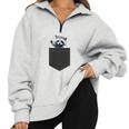 Pocket Raccoon Shirt Cute Raccoon In Pocket Half Zip Oversized Sweatshirt Grey