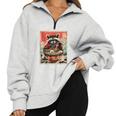 Raccoon Anime Sweatshirt - Cozy Half Zip | Japanese Noodle Theme Grey
