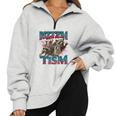 Raccoon Autism Awareness Half Zip Oversized Unisex Sweatshirt Grey