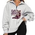 Raccoon Coffee Lover Vintage Half Zip Sweatshirt | Cute & Feral Style Grey