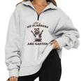 Raccoon Half Zip Sweatshirt | Humorous Oversized Comfort Grey
