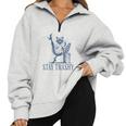 Raccoon Halloween Half Zip Sweatshirt - Feminine Oversized Style Grey