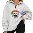 Raccoon LGBTQ Pride Sweatshirt - Rainbow Oversized Half Zip Grey