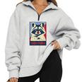 Raccoon Lover Sweatshirt - Cozy Half Zip | Fun Animal Poster-Style Grey