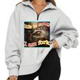 Raccoon Meme Half-Zip Sweatshirt - Oddly Specific, Life Is Soup Grey