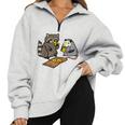 Raccoon Opossum Eating Pizza Street Cats Men Women Kid Half Zip Oversized Sweatshirt Grey
