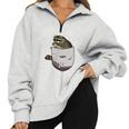 Raccoon Pocket Half Zip Sweatshirt | Oversized Animal Lover Cozy Wear Grey