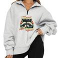 Raccoon Retro Half-Zip Sweatshirt - Live Fast Eat Trash Style Grey