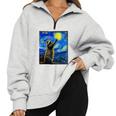 Raccoon Starry Night Sweatshirt - Cozy Half Zip for Art Lovers Grey