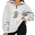 Raccoon Trash Panda Oversized Half-Zip Sweatshirt - Gym Companion Grey