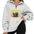 Retro Angry Raccoon Half Zip Oversized Sweatshirt | Fun Streetwear Grey