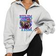 Rizz Em With The Tism Retro Raccoon Meme Half Zip Oversized Sweatshirt Grey