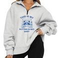 This Is My Rotting In Bed Shirt Raccoon Meme Sarcastic Half Zip Oversized Sweatshirt Grey