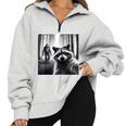 Scared Raccoon Selfie With Sasquatch Bigfoot Raccoon Half Zip Oversized Sweatshirt Grey