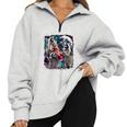 Three Raccoon Moon Oversized Sweatshirt - Cozy Meme Style Grey